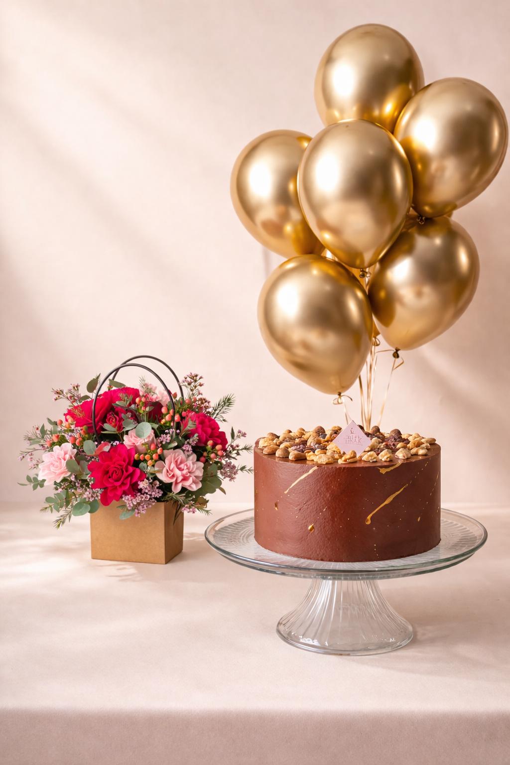 Flowers, Cake &amp; Balloon bundle - For Her