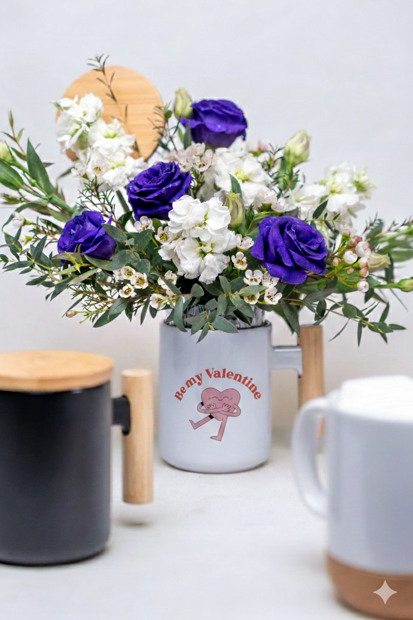 Love is brewing - flower and coffee mug