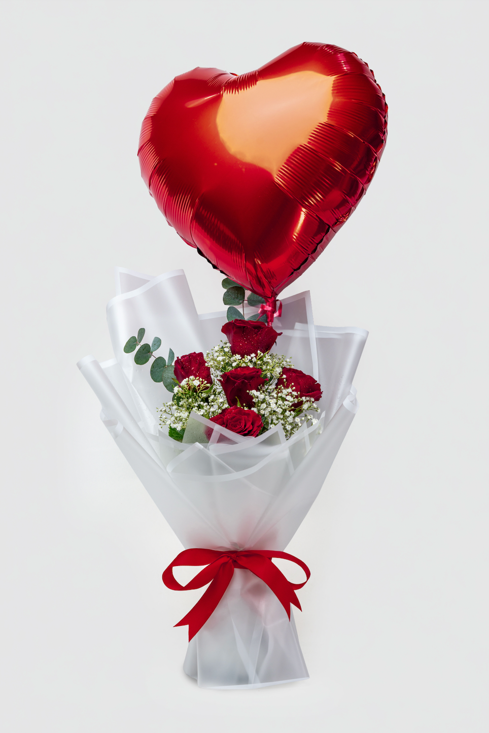 Charmed - Rose and heart balloon arrangement