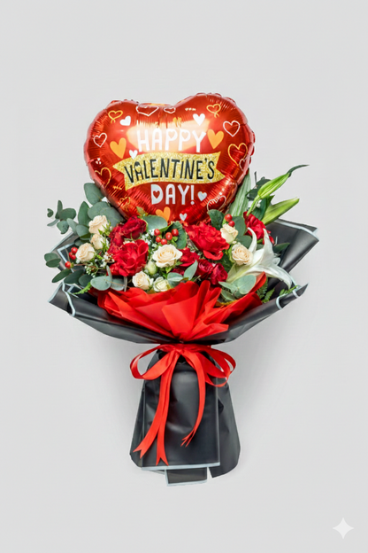 The Perfect Surprise - Valentine bouquet with balloon