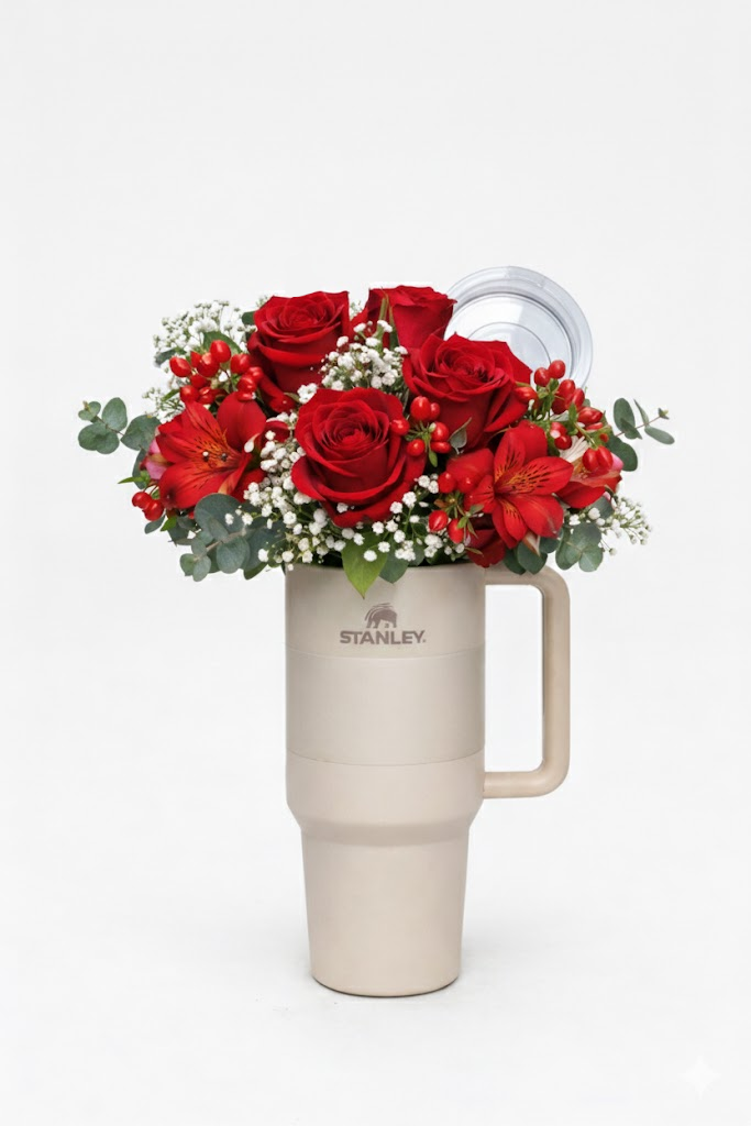 Vday tumbler with flowers